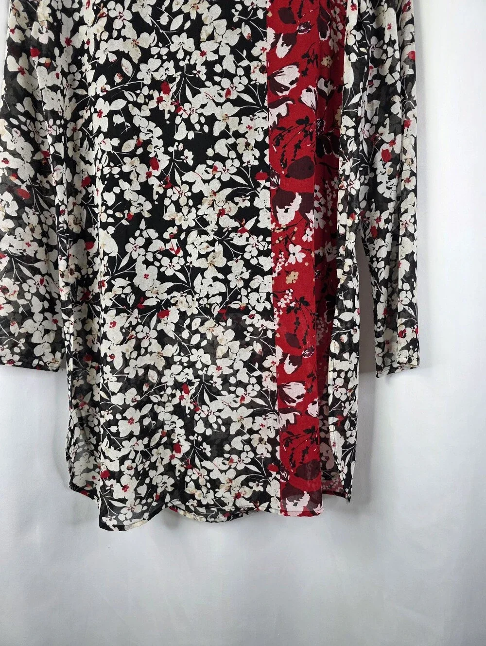 Calvin Klein Womens Size Med Floral Sheer Lined Crew Neck Tunic Dress Multicolor - Picture 5 of 16